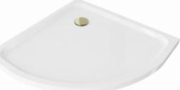 Brodzik Mexen Mexen Flat brodzik półokrągły slim 70 x 70 cm, biały, syfon złoty - 41107070G