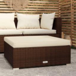 vidaXL vidaXL Podnóżek ogrodowy, z poduszką, 70x70x30 cm, polirattan, brązowy