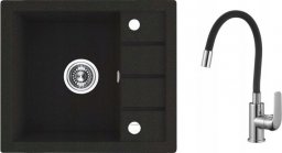 Zlewozmywak Laveo SBPE713Y ZLEW TRZYNASTKA GRANIT 1KOM+KR.OCIEK. 57X49,5 CZARNY Z SYF. I BAT.ELZA // ZL.LA.TRZYNAST-SBPE713Y