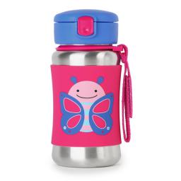 Skip Hop Stalowy bidon Motyl Zoo 350ml różowy