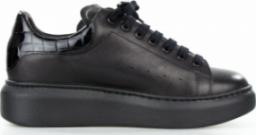 Estetino Sneakersy skórzane z wężową wstawką czarne Sempre-38