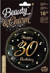GoDan Balon foliowy B&C Happy 30 Birthday black-gold