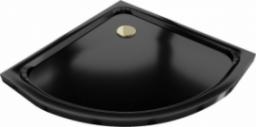 Brodzik Mexen Mexen Flat brodzik półokrągły slim 70 x 70 cm, czarny, syfon złoty - 41707070G