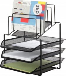 Q-Connect Organizer na biurko 3 półki i sorter metalowy czarny