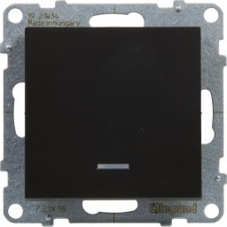 Legrand SUNO Łącznik schodowy z podświetleniem czarny 10AX 250V zaciski automatyczne 721416