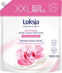 Luksja Creamy & Soft Kremowe mydło w płynie Róża i Proteiny mleka 1500 ml opakowanie uzupełniające