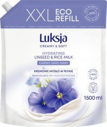 Luksja Creamy & Soft Kremowe mydło w płynie Len i Mleczko ryżowe 1500 ml opakowanie uzupełniające