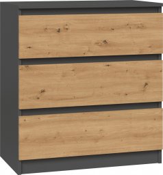 Topeshop KOMODA SZAFKA REGAŁ 3 SZUFLADY M3 ANTRACYT / DĄB ARTISAN