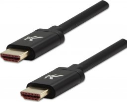 Video Kabel HDMI M - HDMI M, HDMI 2.1 - Ultra High Speed, 2m, pozłacane złącza, aluminiowa obudowa,, czarny, Logo 8K@60Hz, 48Gb/s