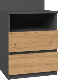 Topeshop SZAFKA NOCNA MALWA M1 - ANTRACYT / DĄB ARTISAN