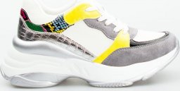 Estetino Sneakersy na koturnie ze wstawkami szare kolorowe-39