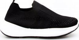 Estetino Sneakersy tekstylne wsuwane z cyrkoniami czarne-38
