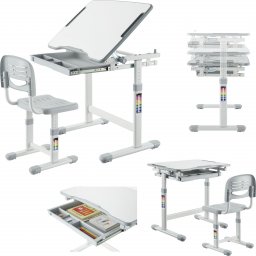Mozos Biurko dziecięce krzesło z regulacją (DC-SET-GREY)