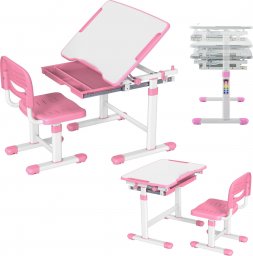 Mozos Biurko dziecięce + krzesło z regulacją dla dzieci 2-12 lat (DC-SET-PINK)