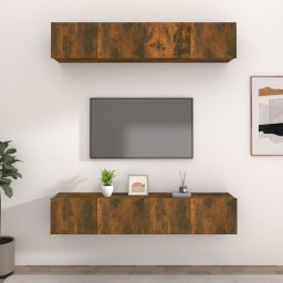 vidaXL Szafki telewizyjne, 4 szt., dąb wędzony, 80x30x30 cm