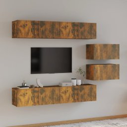 vidaXL vidaXL Zestaw 6 szafek TV, przydymiony dąb, materiał drewnopochodny