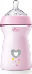 Chicco Butelka NaturalFeeling* ze silikonowym smoczkiem 6m+ Różowa 330ml