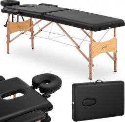 Physa Stół łóżko do masażu składane szerokie z drewnianym stelażem VANNES BLACK - czarne Stół łóżko do masażu składane szerokie z drewnianym stelażem VANNES BLACK - czarne