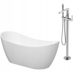 Wanna Cersanit SET B720: Wanna wolnostojąca owalna ZEN DOUBLE 182x71 z baterią wolnostojącą INVERTO chrom (S601-139)