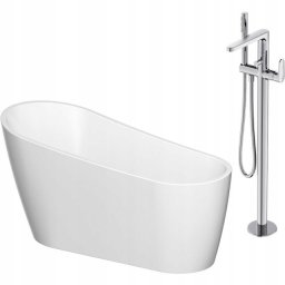 Wanna Cersanit SET B721: Wanna wolnostojąca owalna ZEN 167x72 z baterią wolnostojącą INVERTO chrom (S601-140)