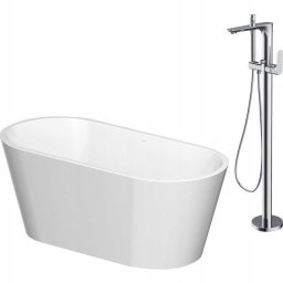 Wanna Cersanit SET B722: Wanna wolnostojąca owalna CREA 160x75 z baterią wolnostojącą CREA chrom (S601-141)