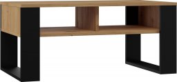 Topeshop STOLIK KAWOWY PÓŁKI ŁAWA MODERN 2P DĄB ARTISAN CZERŃ
