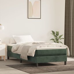 vidaXL vidaXL Łóżko kontynentalne, ciemnozielona, 80x200 cm, obite aksamitem