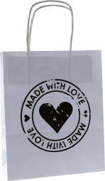 TorbyPRO torba papierowa biała A5 z nadrukiem MADE WITH LOVE koło