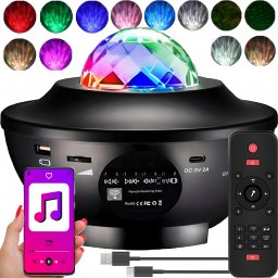 Retoo PROJEKTOR GWIAZD STAR LAMPKA NOCNA LED USB + PILOT