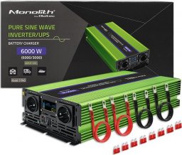 Przetwornica Qoltec Przetwornica napięcia Monolith | ładowanie baterii | UPS | 3000W | 6000W | 12V na 230V | Czysty Sinus | LCD