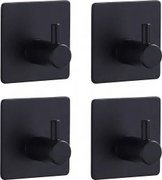 SH Design Uchwyt wieszak na ręcznik ściereczkę czarny zestaw 4 sztuki