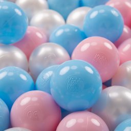 KiddyMoon KiddyMoon Plastikowe piłeczki 7cm babyblue-pudrowy róż-perła 50 Zabawka zestaw kulek
