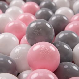 KiddyMoon KiddyMoon Plastikowe piłeczki 7cm biały-szary-pudrowy róż 50 Zabawka zestaw kulek