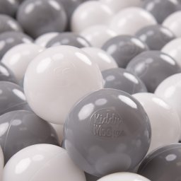 KiddyMoon KiddyMoon Plastikowe piłeczki 7cm biały-szary 50 Zabawka zestaw kulek