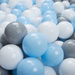 KiddyMoon KiddyMoon Plastikowe piłeczki 6cm szary-biały-babyblue 50/6cm Zabawka zestaw kulek