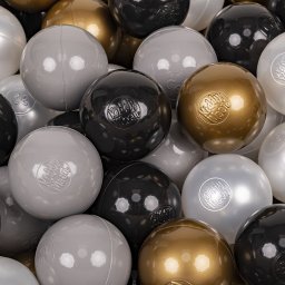 KiddyMoon KiddyMoon Plastikowe piłeczki 7cm czarny-perła-złoty-szary 50 Zabawka zestaw kulek