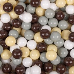 KiddyMoon KiddyMoon Plastikowe piłeczki 7cm zielonoszary-pastelowy żółty-brązowy-biały 50 Zabawka zestaw kulek