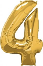 Springos Balon na urodziny cyfra 4 foliowy 40 cm złoty UNIWERSALNY