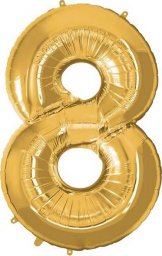 Springos Balon na urodziny cyfra 8 foliowy 40 cm złoty UNIWERSALNY