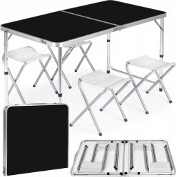 Heckermann Stół składany 120x60cm Czarny + 4x Taboret
