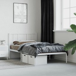 vidaXL vidaXL Metalowa rama łóżka z wezgłowiem, biała, 75x190 cm