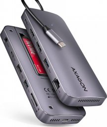 HUB USB Axagon HMC-12GM2 hub USB 12 in1 10Gbps, 3x USB-A, USB-C, HDMI, DP, RJ-45, M.2, SD/mSD, audio, PD