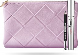 Pupa Set Pupa: Multiplay, Double-Ended, Eyeshadow & Kajal Eyeliner 2-In-1, 09, Deep Black, 1.2 g + Vamp!, Paraben-Free, Extra Volume, Mascara, 100, Black, 9 ml + Makeup Bag, Pink For Women