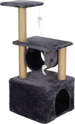 Springos Drapak dla kota sizal 3-poziomowy domek słupek z zabawkami 62 cm UNIWERSALNY
