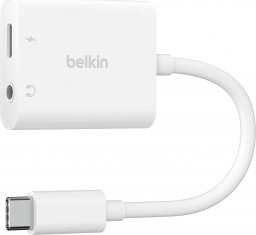Belkin Rockstar Adapter USB-C na 3.5mm Audio + USB-C 60W, biały