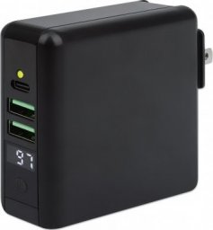 Szybkozłączka Prestigio Manhattan cestovní nabíječka a powerbanka, 4-in-1, 8.000 mAh,  Interchangeable US/EU/UK Plugs, černá