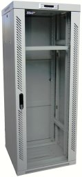 Szafa Lexi-NET LEXI-Net 19" szafka stojąca 27U 600x600 rozbieralny, jednostka wentylacyjna, termostat, kółka, 600kg, szkło, szary