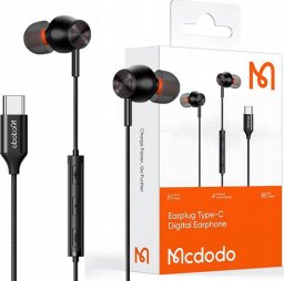 Słuchawki Mcdodo Z mikrofonem dokanałowe USB-C DAC czarne