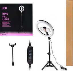 Lampa pierścieniowa ECOBOX* LAMPA LED PIERŚCIENIOWA SELFIE RING 26 CM MAKIJAŻ STATYW 220CM