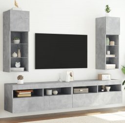 vidaXL Szafki TV, z LED, 2 szt., szarość betonu, 30,5x30x90 cm